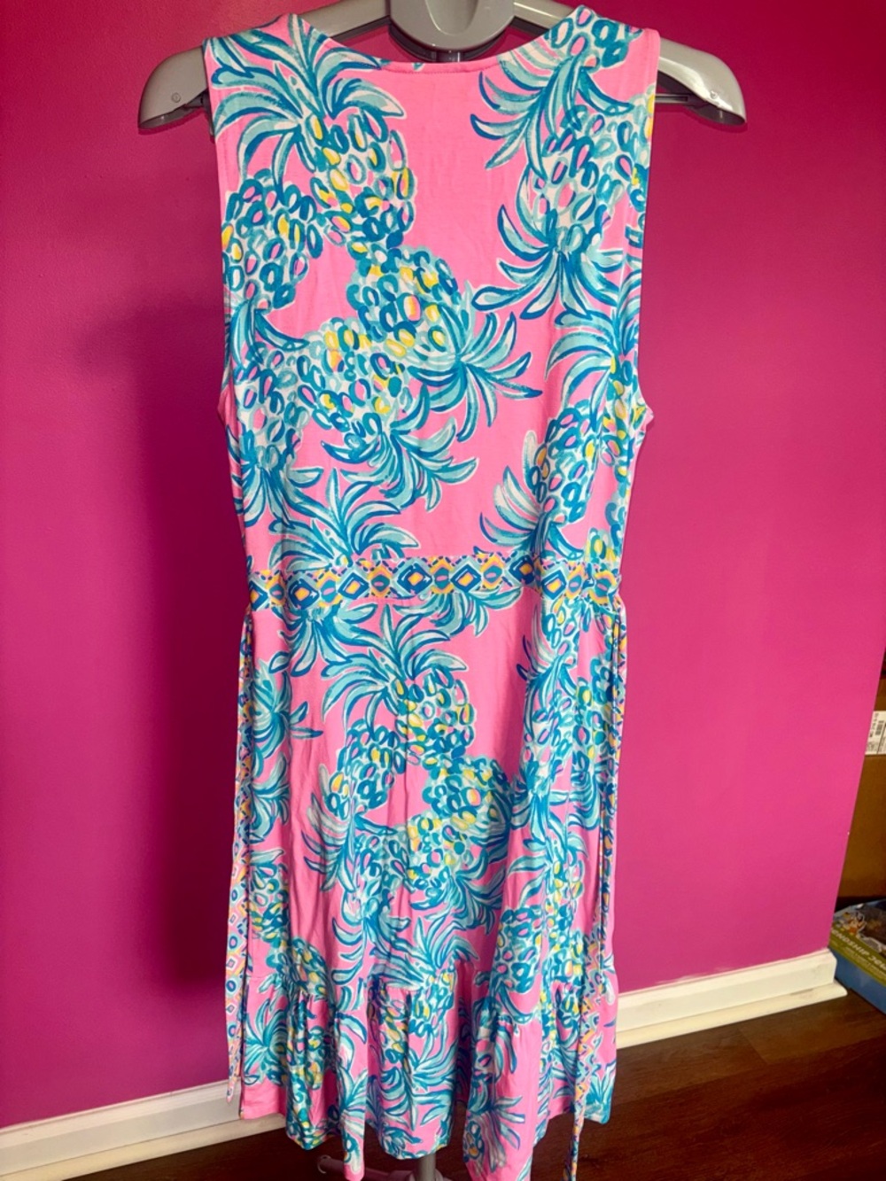 Lilly Pulitzer ladies Misha Wrap Midi Dress in Pelican Pink NWT! Size XL - Picture 4 of 10